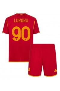 AS Roma Romelu Lukaku #90 Jalkapallovaatteet Lasten Kotipeliasu 2023-24 Lyhythihainen (+ Lyhyet housut)